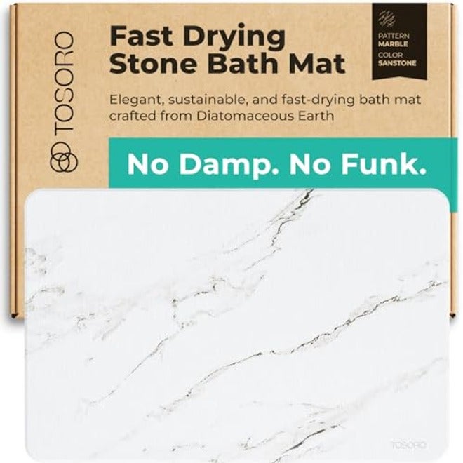 TOSORO Stone Bath Mat - Diatomaceous Earth Shower Mat, Non-Slip, Super Absorbent, Quick Drying, Natural, Easy to Clean (23.5 x 15) Sandstone - Image 1