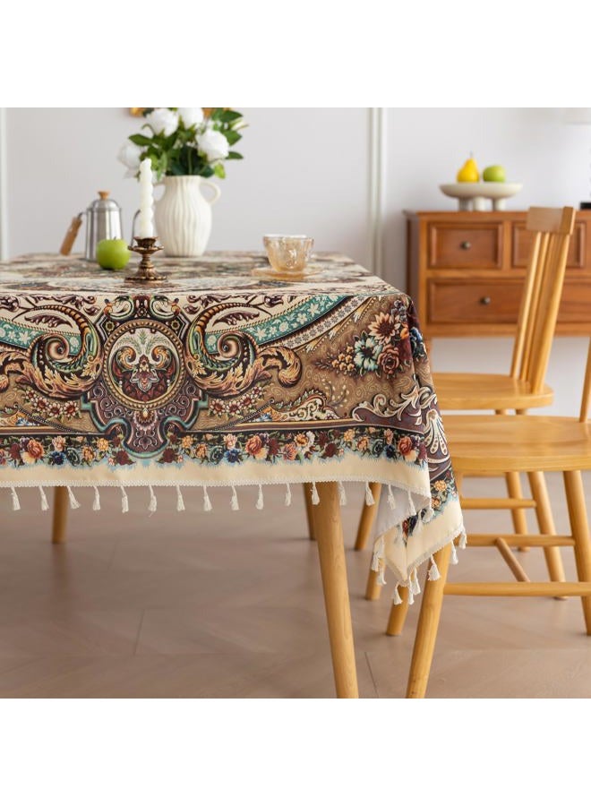 Erbnaryx Handblock Print Tablecloth for Square Tables,Fringed Edges with Arab Pattern Tablecloths,Table Cover Cloth Decorative for Kitchen Dining Room,59"x 102" - Image 5