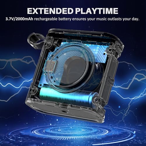 W-KING IPX7 Waterproof Bluetooth Speaker, Loud Wireless Outdoor Portable Speakers With HD Sound, Deep Bass, Bluetooth 5.4, Stereo Pairing, Bike Mountable, FM Radio, TF Card, AUX-IN - Image 4