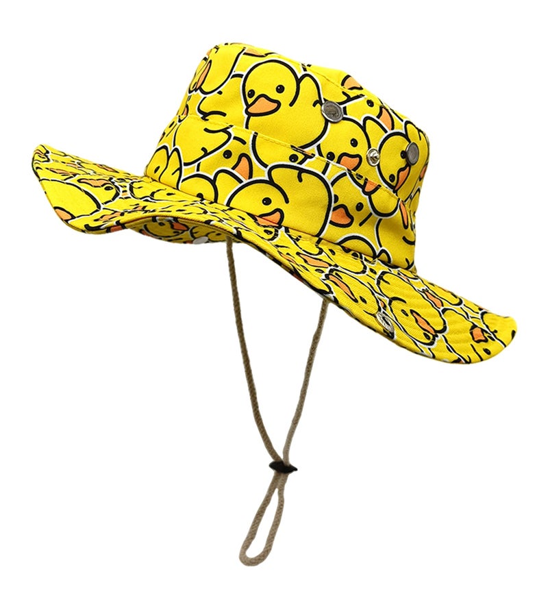 Enodtter Yellow Duck Bucket Hat for Men Women, Wide Brim Reversible Packable Fisherman Cap, Printed Outdoor Travel Beach Sun Hat - Image 1