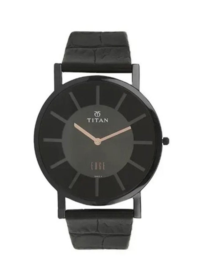 Titan Quartz Analog Watch for Men Black Dial With Leather Strap - Image 1