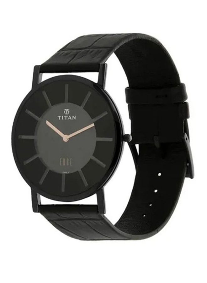 Titan Quartz Analog Watch for Men Black Dial With Leather Strap - Image 2