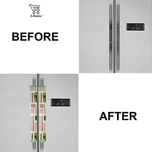 E-Retailer® Polyester 3-Layered Fridge Handle Cover Set of 2Pcs. For Refrigerator and Microwave oven (Color-Geometric Green, Size-12x6 Inches) - Image 5