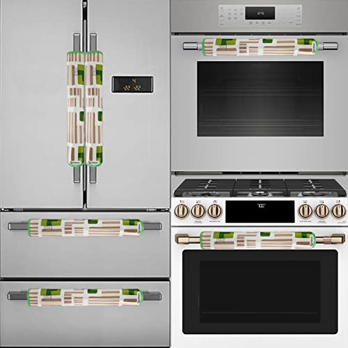 E-Retailer® Polyester 3-Layered Fridge Handle Cover Set of 2Pcs. For Refrigerator and Microwave oven (Color-Geometric Green, Size-12x6 Inches) - Image 3