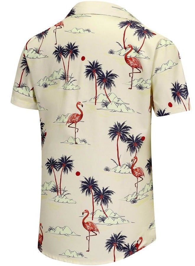 KYKU Men's Button Hawaiian Shirt: Beach Casual Short Sleeve Summer Clothing, Dark Navy Hawaiian Men Button Down Shirt, L - Image 3