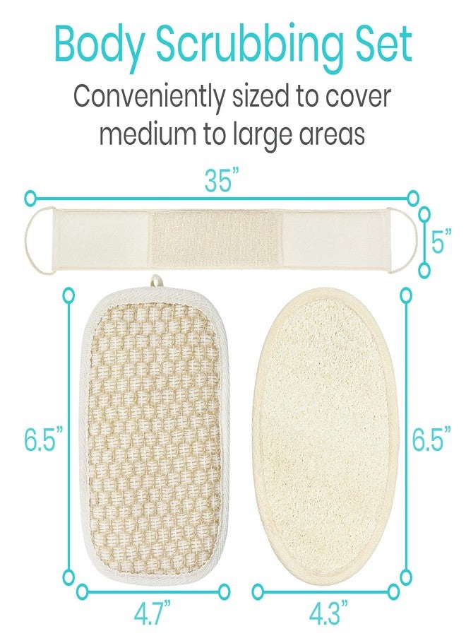 Vive Exfoliating Back Scrubbers for Use in Shower (3 Set) - Loofah Sponge Pads for Body with Handles, Deep Clean and Invigorate Your Skin for Men, Women and Elderly - Soft Luffa with Soap - Image 5