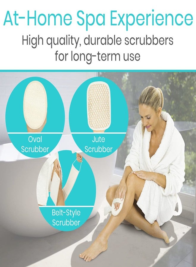Vive Exfoliating Back Scrubbers for Use in Shower (3 Set) - Loofah Sponge Pads for Body with Handles, Deep Clean and Invigorate Your Skin for Men, Women and Elderly - Soft Luffa with Soap - Image 3