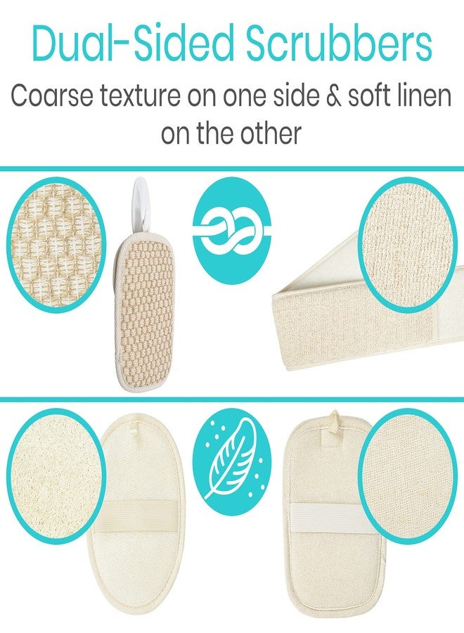 Vive Exfoliating Back Scrubbers for Use in Shower (3 Set) - Loofah Sponge Pads for Body with Handles, Deep Clean and Invigorate Your Skin for Men, Women and Elderly - Soft Luffa with Soap - Image 4