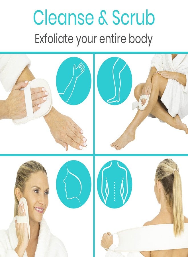 Vive Exfoliating Back Scrubbers for Use in Shower (3 Set) - Loofah Sponge Pads for Body with Handles, Deep Clean and Invigorate Your Skin for Men, Women and Elderly - Soft Luffa with Soap - Image 2