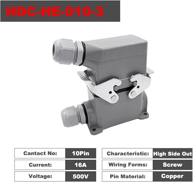 HDC HE 010 3 10 Pin Heavy Duty Rectangular Connector 400V 500V 16A Screw Connection - Image 3