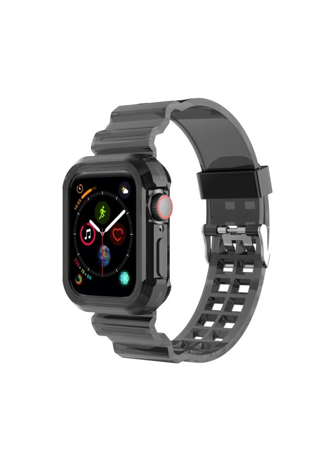 Kmaxai Apple Watch S9 Fresh Style Strap Integrated Protective Case Creative Band For Apple Iwatch Se/7/6/5/4/3 38/40/41mm Transparent Black - Image 2