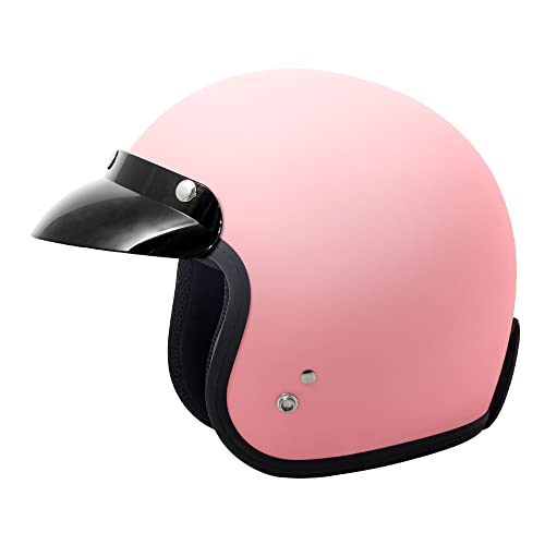VCAN V85C 3/4 Open Face Motorcycle Helmet DOT Approved (Matte Pink, Large) - Image 1
