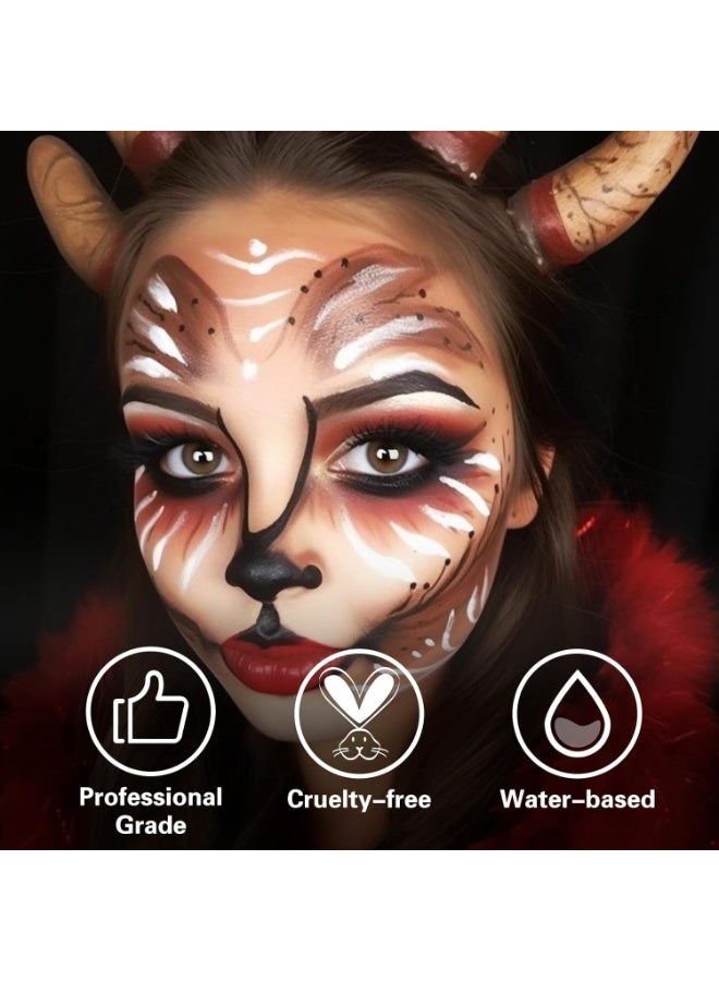 BOBISUKA Brown Face Body Paint, Water Based Face Painting for Art Theater Halloween Party Cosplay Clown SFX Makeup for Women Adults, Non-Toxic Washable - Image 4