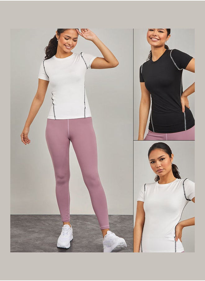 Styli - Pack of 2 - Contrast Stitch Detail Active T-shirt - Image 1