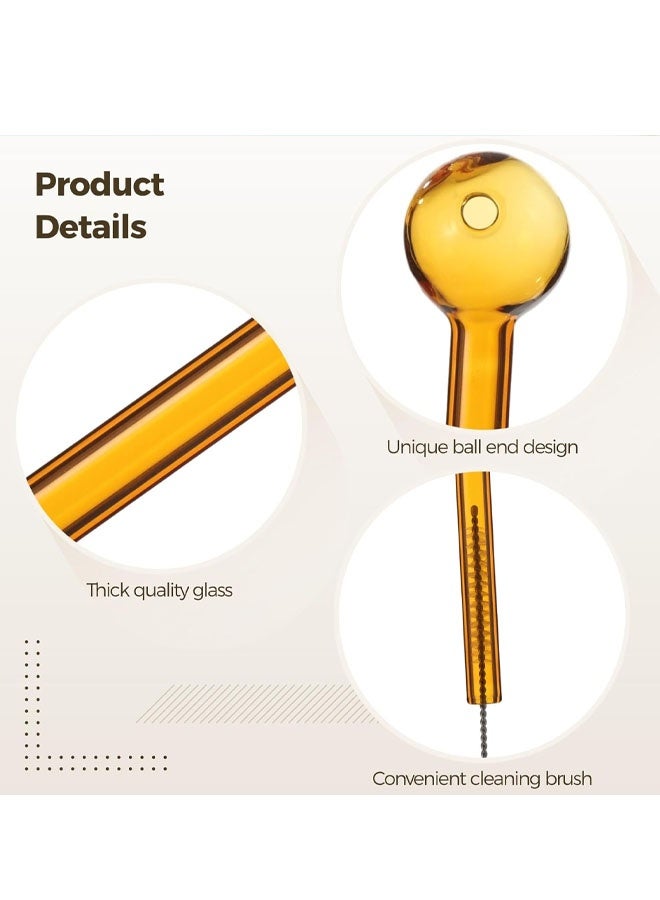 8Pcs Glass Straws Set with Cleaning Brushes, Multicolor Cocktail Reusable Straws with Ball End Design, Glass Drink Stirrers for Juice, Smoothie, Milkshakes, MilkTeas - Image 2