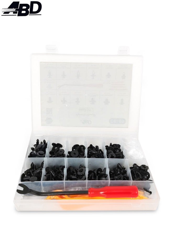 أيه بي دي مجموعة مشابك بلاستيكية للسيارات ومثبتات تثبيت، 229 قطعة، مع مجموعة أدوات إزالة الزخارف، مسامير برشام عالمية تعمل بالضغط، ومصد، ورفرف، ولوحة باب، وغطاء محرك، وواقي من الرذاذ - طراز CB-09 - Image 1