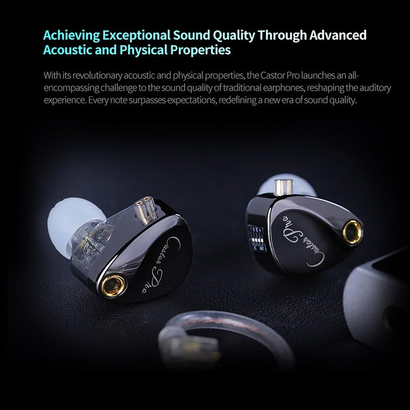 CCA KZ Castor Pro Tunable in Ear Monitor, HiFi Improved Bass in Ear Headphone, Dual-Dynamic Driver Gaming Earbuds, IEM Earphones with 2PIN-C Detachable Cableï¼ˆBlack, with Micï¼‰ - Image 4