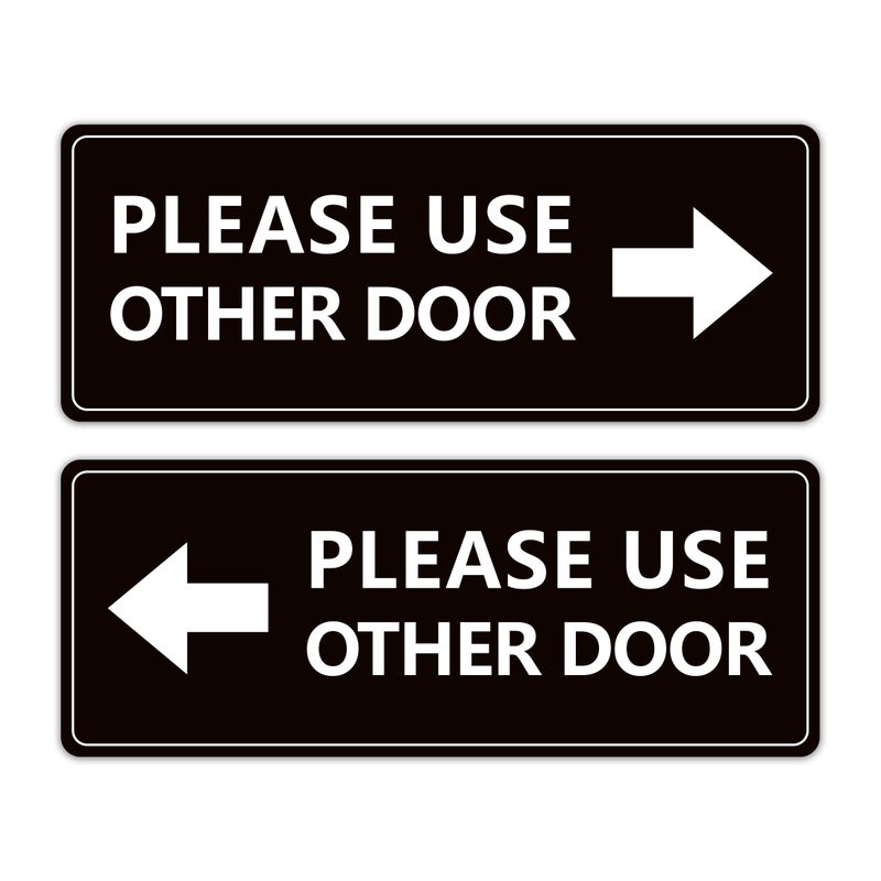 LUHIMO 2Pack Use Other Door Signï¼ŒSelf-Adhesive Weatherproof Vinyl Please Use Other Door Sticker, Left Right Arrow Entrance Sticker Sign for Home,Office, Business, School, Store, Restaurant - Image 1