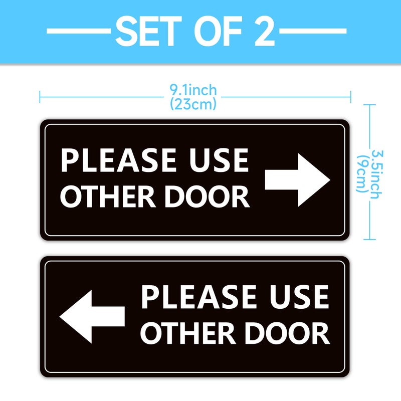 LUHIMO 2Pack Use Other Door Signï¼ŒSelf-Adhesive Weatherproof Vinyl Please Use Other Door Sticker, Left Right Arrow Entrance Sticker Sign for Home,Office, Business, School, Store, Restaurant - Image 2