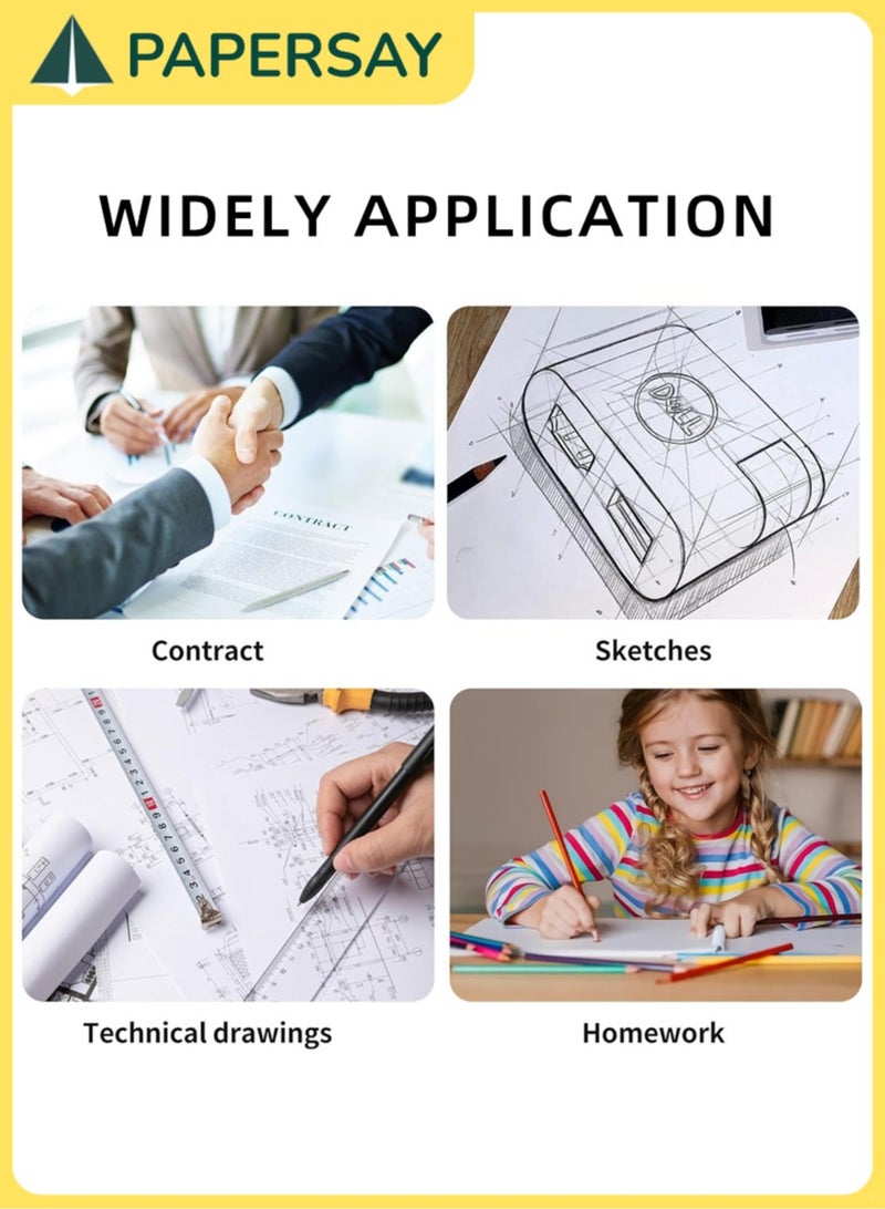  طائرة ورقية 1 لفة ورق طابعة حرارية ايه 4، تصميم بدون تشويش، ورق حراري ابيض 210 × قطر 30 ملم، ورق طباعة قابل لاعادة التعبئة للرسومات والفواتير والطباعة الشفافة - Image 5