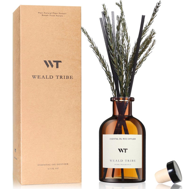 WEALD TRIBE Reed Diffuser Set for Bathroom Air Fresheners Oil Diffuser Sticks French Black Juniper Cedar Scent 40 fl oz Home Fragrance with Sticks Defusers House Bedroom Office Shelf Decor