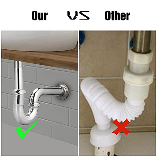 ZM Brass P-Trap Pipe with Clean Out Basin Sink Waste Kit with Reducing Washer 1-1/2'' 22GA - Image 3