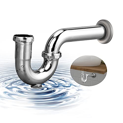 ZM Brass P-Trap Pipe with Clean Out Basin Sink Waste Kit with Reducing Washer 1-1/2'' 22GA - Image 1