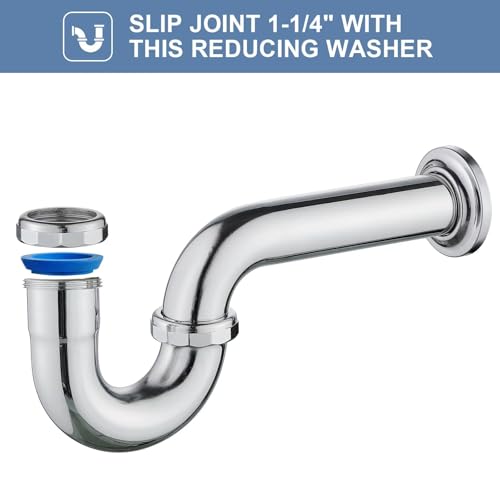 ZM Brass P-Trap Pipe with Clean Out Basin Sink Waste Kit with Reducing Washer 1-1/2'' 22GA - Image 5