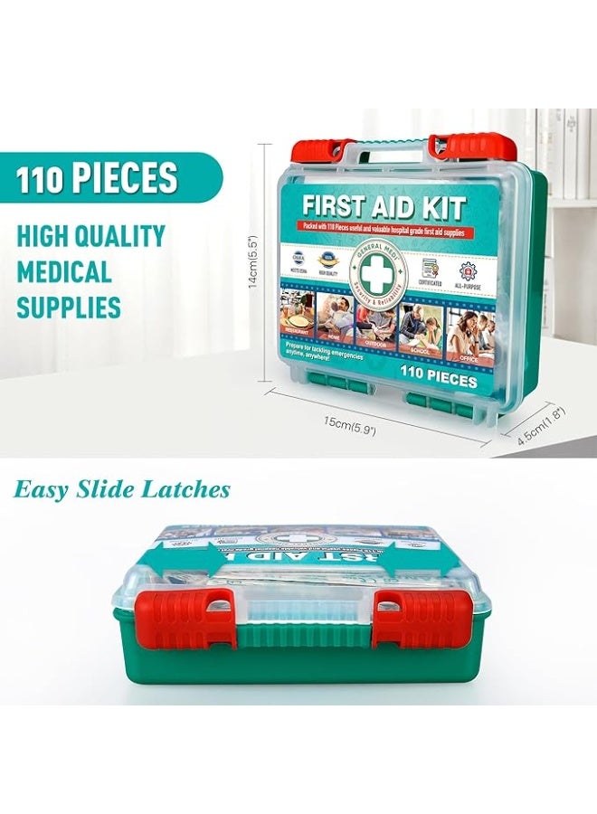 General Medi 110 Pieces Small First Aid Kit - HardCase First Aid Box - Contains Premium Medical Supplies for Travel, Home, Office, Vehicle, Camping, Workplace & Outdoor - Image 2