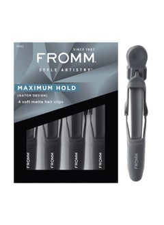 Fromm Professional Gator Hair Clips 45 DoubleSided Teeth for Secure Sectioning on Wet or Dry Hair Soft Matte Finish Black Pack of 4 