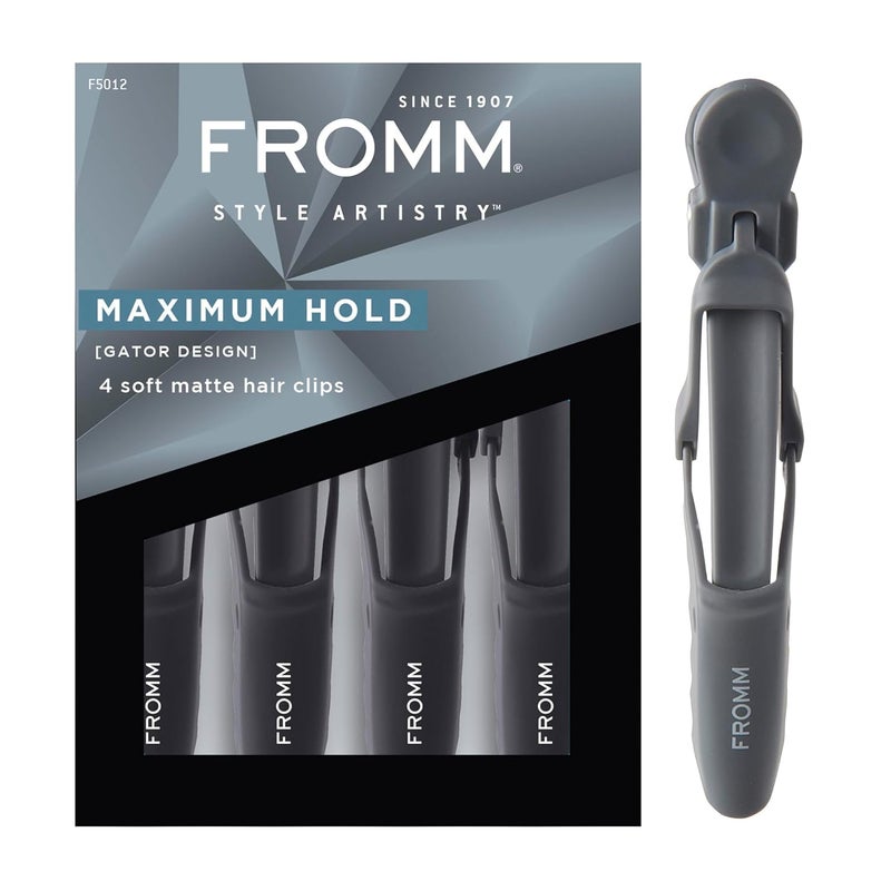 Professional Gator Hair Clips 45 DoubleSided Teeth for Secure Sectioning on Wet or Dry Hair Soft Matte Finish Black Pack of 4