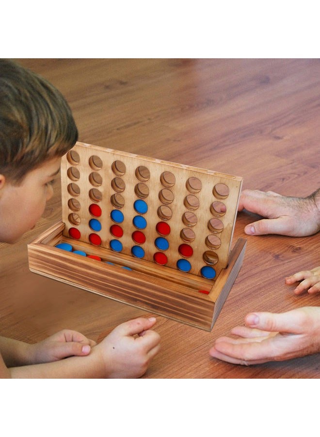 Glintoper Tic Tac Toe & 4 in a Row Tables Game Set, Classic Board Line Up 4 Game for Living Room Rustic Table Decor and Use as Game Top Wood Guest Room Decor Strategy Board Games for Families - Image 5