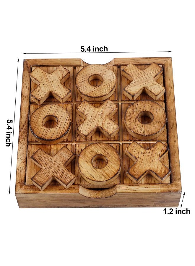 Glintoper Tic Tac Toe & 4 in a Row Tables Game Set, Classic Board Line Up 4 Game for Living Room Rustic Table Decor and Use as Game Top Wood Guest Room Decor Strategy Board Games for Families - Image 2