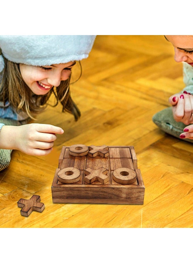 Glintoper Tic Tac Toe & 4 in a Row Tables Game Set, Classic Board Line Up 4 Game for Living Room Rustic Table Decor and Use as Game Top Wood Guest Room Decor Strategy Board Games for Families - Image 4
