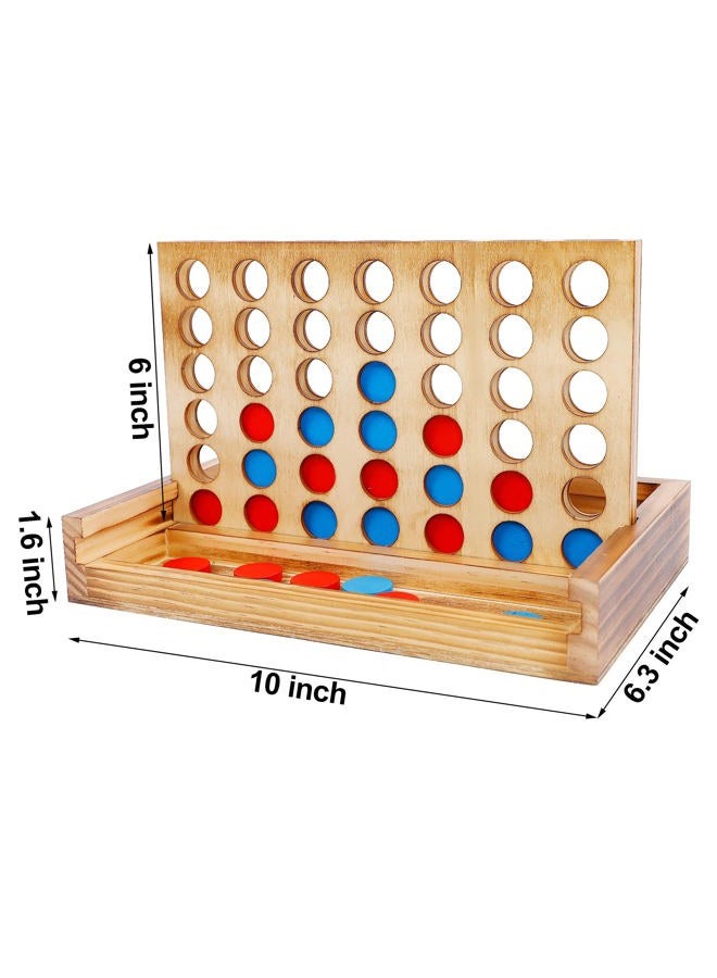 Glintoper Tic Tac Toe & 4 in a Row Tables Game Set, Classic Board Line Up 4 Game for Living Room Rustic Table Decor and Use as Game Top Wood Guest Room Decor Strategy Board Games for Families - Image 3