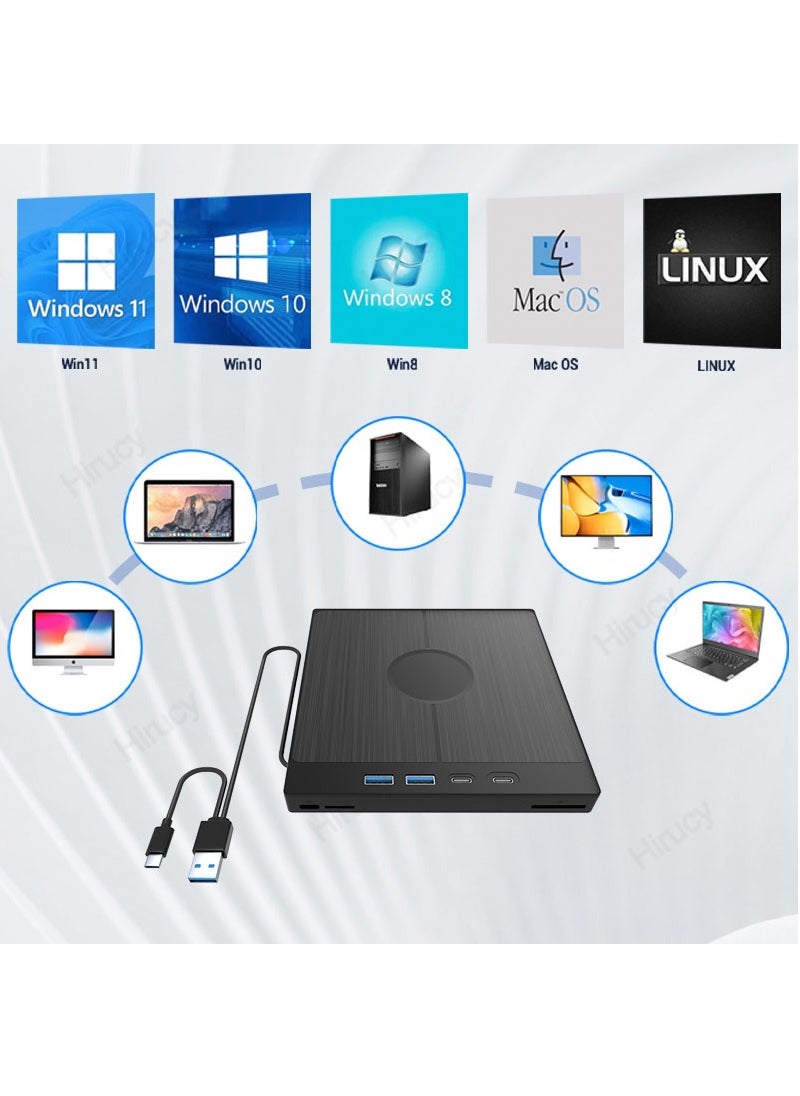 ماركة غير محددة - 7 في 1 USB 3.0 نوع C خارجي CD DVD RW محرك الأقراص الضوئية مشغل ديفيدي الموقد قارئ محرك متعدد الوظائف لأجهزة الكمبيوتر المحمول التي تعمل بنظام Windows Mac - Image 1