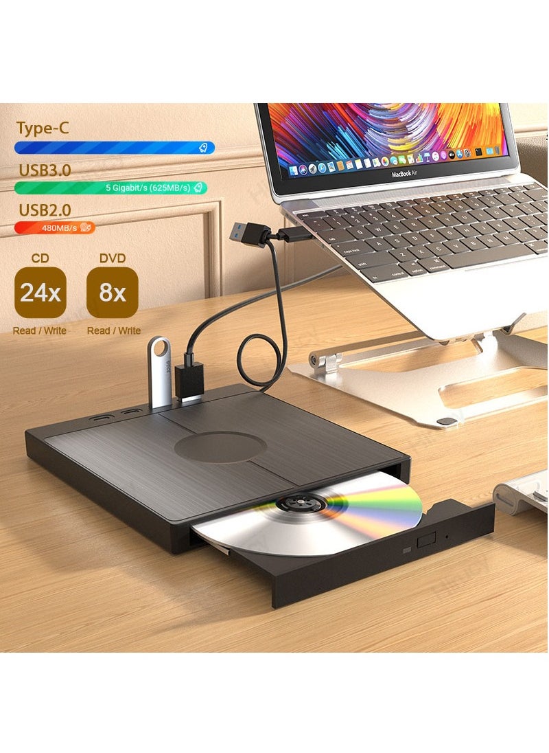 ماركة غير محددة - 7 في 1 USB 3.0 نوع C خارجي CD DVD RW محرك الأقراص الضوئية مشغل ديفيدي الموقد قارئ محرك متعدد الوظائف لأجهزة الكمبيوتر المحمول التي تعمل بنظام Windows Mac - Image 1