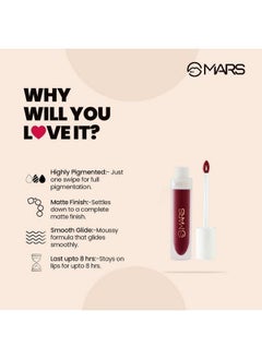 Mars Matte Liquid Lip Color ; Long Lasting ; Nontransfer Waterproof Lipstick For Women 4.5 Ml (05Chocolate Delight)  - Image 4
