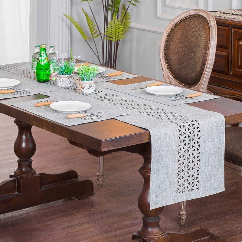 ARTABLE Rectangle Table Runners Fabric Home Gary Table Runner with Well-Trimmed Edge for Picnics Indoor and Outdoor Dining Holiday Long Tables (Gray, 16 x 70 Inch) - Image 2
