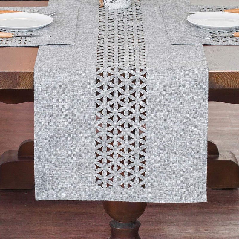 ARTABLE Rectangle Table Runners Fabric Home Gary Table Runner with Well-Trimmed Edge for Picnics Indoor and Outdoor Dining Holiday Long Tables (Gray, 16 x 70 Inch) - Image 1