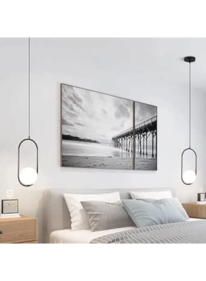 Mushkah Lighting Hanging Ball Bedroom Lights__ Oval Shape 20 * 50cm__ Black__ - Image 1
