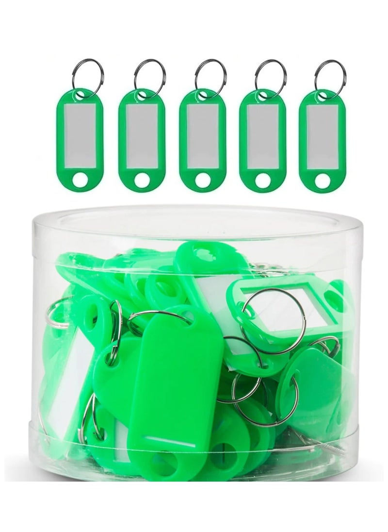 Rubik Plastic Key Tags with Labels 50pcs Pack, Durable Key Rings with Labels For Keys Identification, PET ID, Office, Realestate, Stores, Warehouse (Green)  - Image 1
