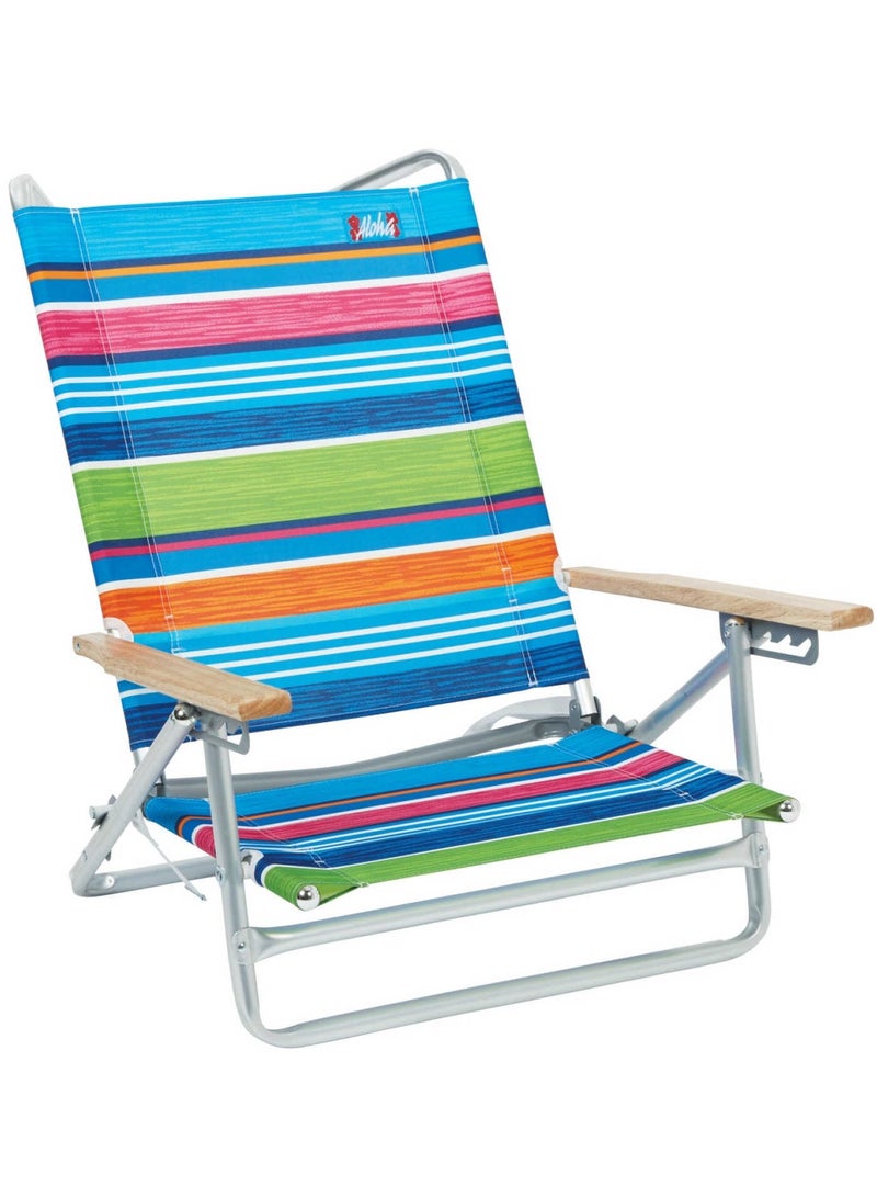 Rio Adjustable Beach Chair, 5 Positions, Folding, Assorted Colours - Image 1
