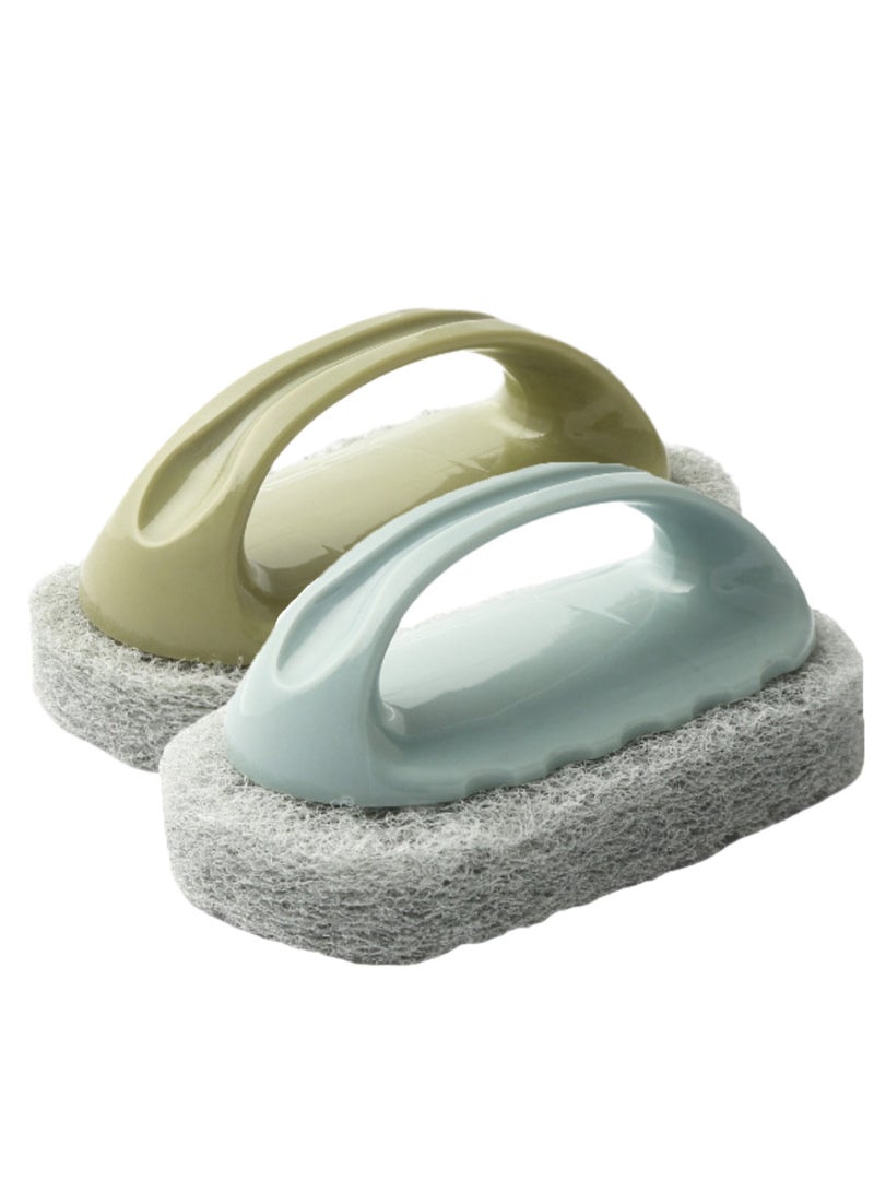 Cleaning Brush With Handle Bathroom Brush Tile Brush Kitchen Decontamination Brush Pot Washing Sponge。(Blue And Green) - Image 1