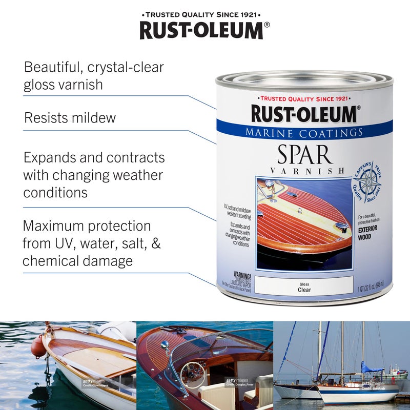 RUST-OLEUM ورنيش مارين سبار من راست-أوليوم 207008، ربع، لامع شفاف - Image 3