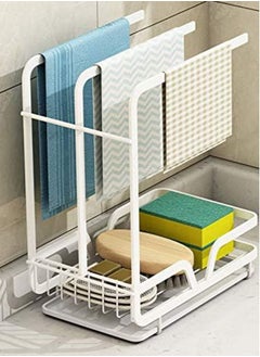 Perfii Kitchen Sink Caddy Organizer with Drain Pan Sponge and Dishcloth Holder Wall mount or Countertop for Dish Supplies Sink Plugs Rags and Brushes  - Image 3