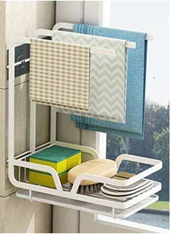 Perfii Kitchen Sink Caddy Organizer with Drain Pan Sponge and Dishcloth Holder Wall mount or Countertop for Dish Supplies Sink Plugs Rags and Brushes  - Image 4