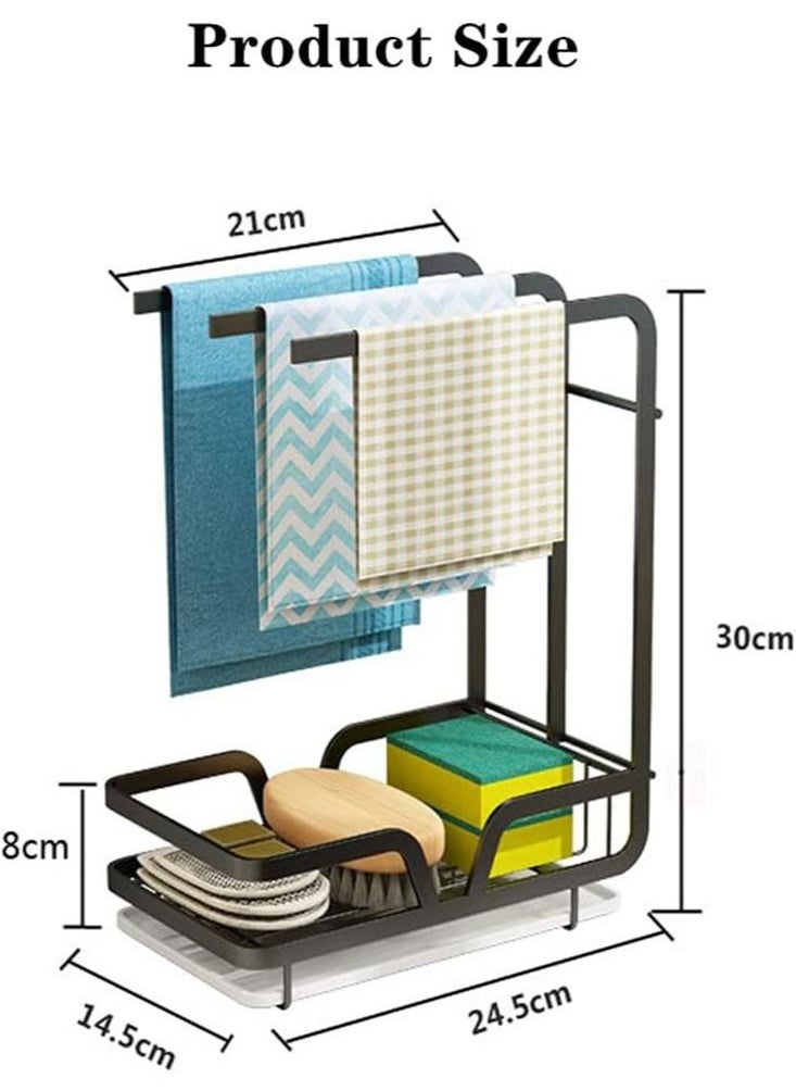 Perfii Kitchen Sink Caddy Organizer with Drain Pan Sponge and Dishcloth Holder Wall mount or Countertop for Dish Supplies Sink Plugs Rags and Brushes  - Image 2