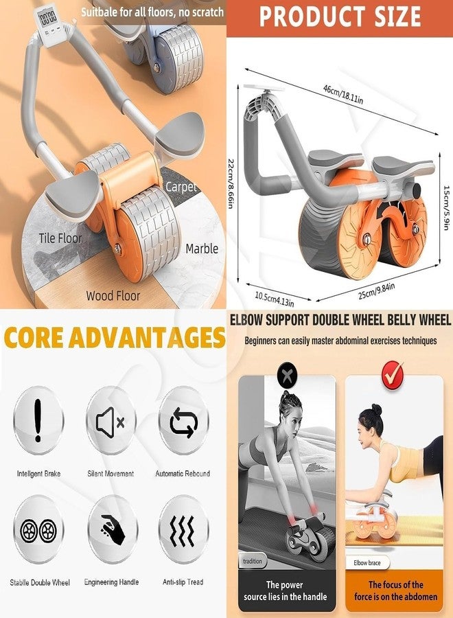 VROKLA Abs Roller for Men & Women Professional Ab Roller Automatic Rebound With Elbow Support, Timer, Mobile Holder, Knee Mat Abs Roller Wheel Abs Workout Equipment Abdomen Exercise Equipment for Home - Image 5