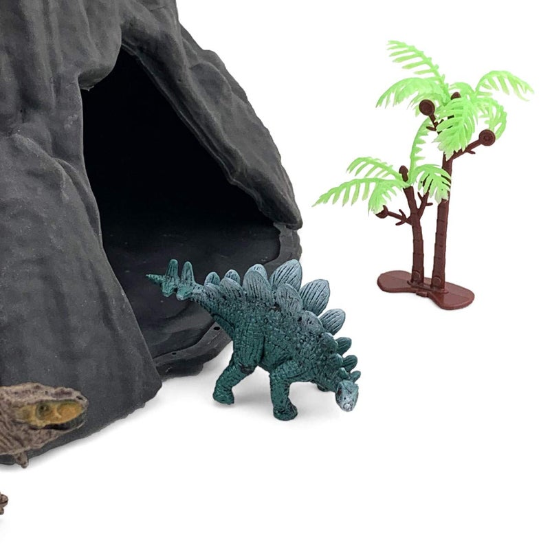 Enjoyin Volcano Dinosaur Playset Including 4 Dinosaurs and 2 Trees Volcano Dinosaur Toys for Kids - Image 5